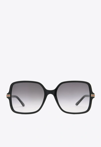 Gucci Acetate Butterfly Sunglasses In Black