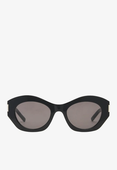 Saint Laurent Acetate Cat-eye Sunglasses In Gray