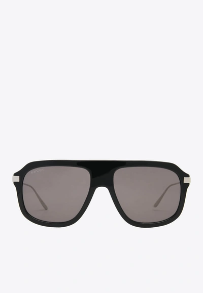 Gucci Aviator Acetate Sunglasses In Green