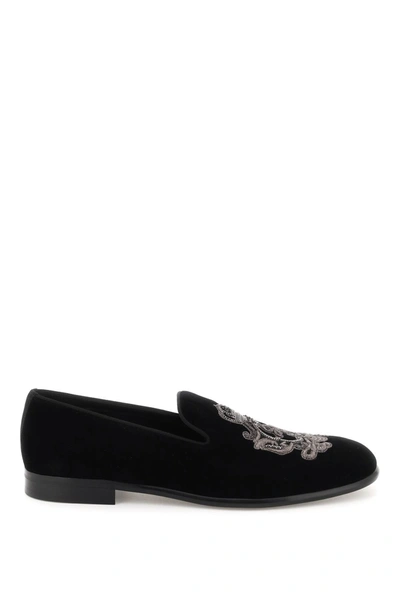 Dolce & Gabbana Luxurious Velvet Loafers For Men In Black