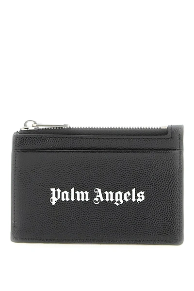 Palm Angels Leather Cardholder With Logo Men In Black