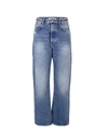 Icon Denim Blue High Waisted Wide Jeans In Cotton Denim Woman In Blue