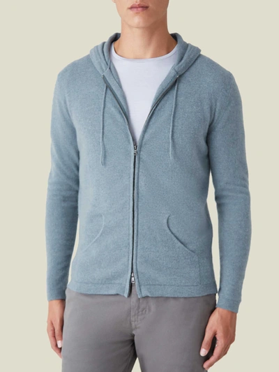 Luca Faloni French Blue Pure Cashmere Zip Hoodie