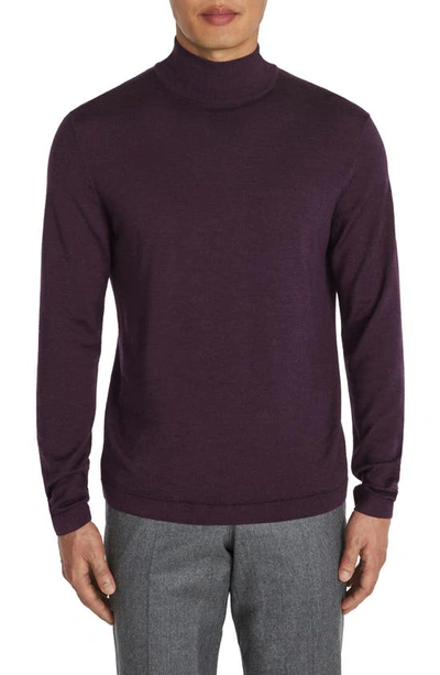 Jack Victor Beaudry Mock Neck Wool Blend Sweater In Plum