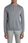 Jack Victor Redfern Long Sleeve Wool Blend Polo Sweater In Grey