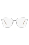 Prada 53mm Square Optical Glasses In Silver