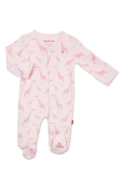 Magnetic Me Unisex Cotton Giraffe Footie - Baby In Pink