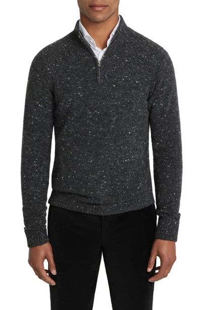 Jack Victor Canora Lambswool Blend Half Zip Pullover In Charcoal