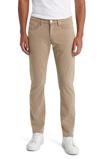 Frame L'homme Slim Brushed Twill Pants In Stone Beige