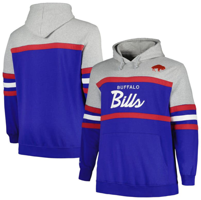 Mitchell & Ness Men's  Heather Gray, Royal Buffalo Bills Big And Tall Head Coach Pullover Hoodie In Royal,heather Gray