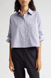 TWP NEXT EX STRIPE CROP COTTON BUTTON-UP SHIRT