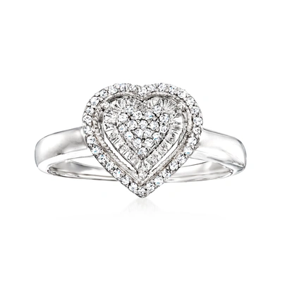Ross-simons Diamond Heart Ring In Sterling Silver In White
