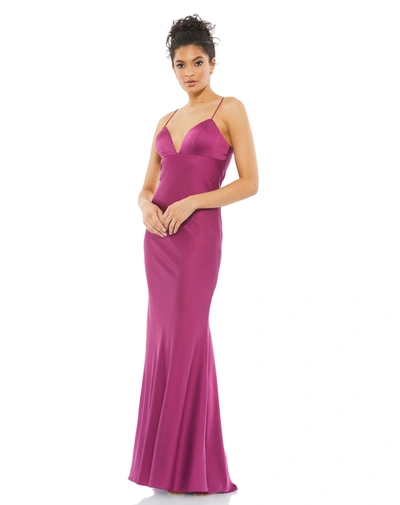 Mac Duggal Sleeveless Charmeuse Empire Waist Gown In Pink