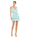 Ieena For Mac Duggal Sequined Ruffle Layered Faux Wrap Mini Dress In Blue