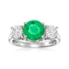 ROSS-SIMONS EMERALD RING WITH LAB-GROWN DIAMONDS IN 14KT WHITE GOLD