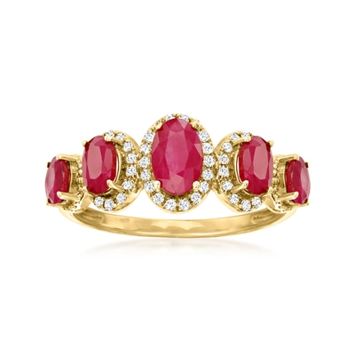 Ross-simons Ruby And . Diamond Ring In 14kt Yellow Gold In Red