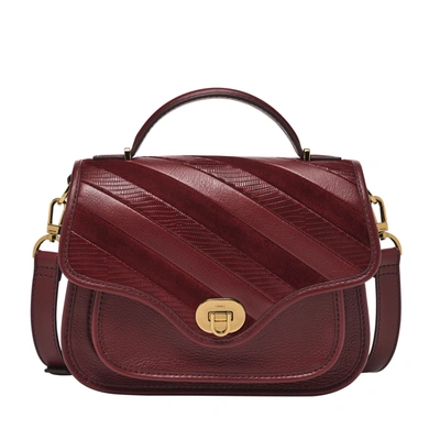 Fossil Heritage Leather Top Handle Bag In Red