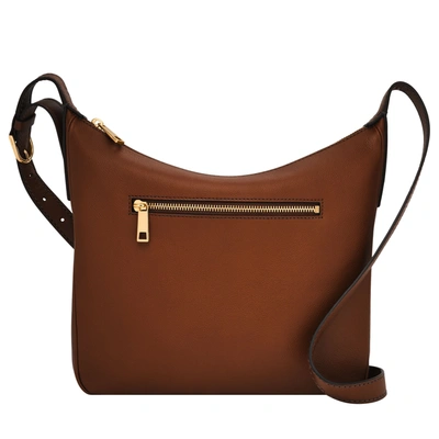 Fossil Cecilia Leather Top Zip Crossbody Bag In Brown