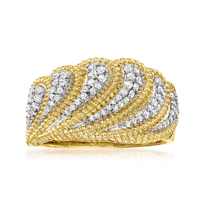 Ross-simons Diamond Scalloped Ring In 14kt Yellow Gold In White