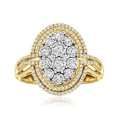 Ross-simons Diamond Cluster Oval Ring In 18kt Gold Over Sterling In White