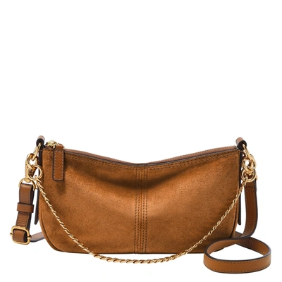Fossil Jolie Leather Baguette Bag In Brown