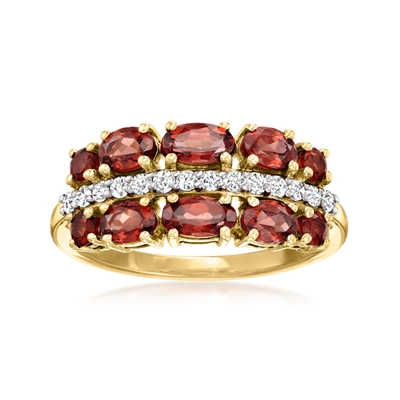 Ross-simons Garnet And . Diamond Ring In 14kt Yellow Gold In Red