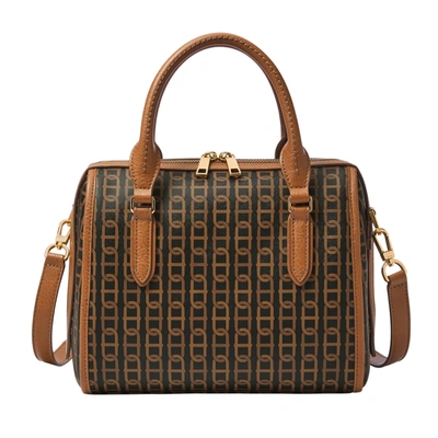 Fossil Williamson Coated Fabric Satchel In Brown