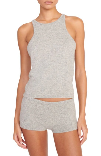 Staud Ayana Knit Tank Top In Silver