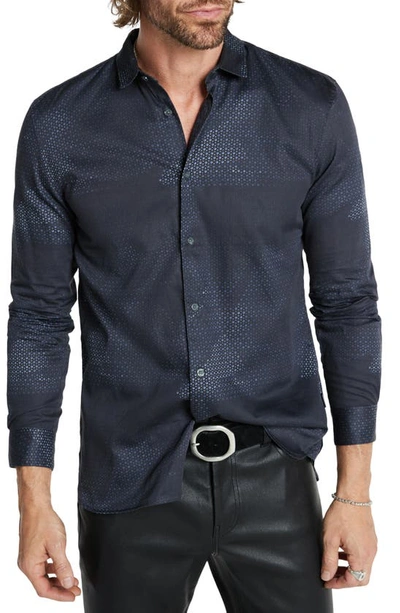 John Varvatos Ross Slim Fit Geo Print Cotton Button-up Shirt In Navy