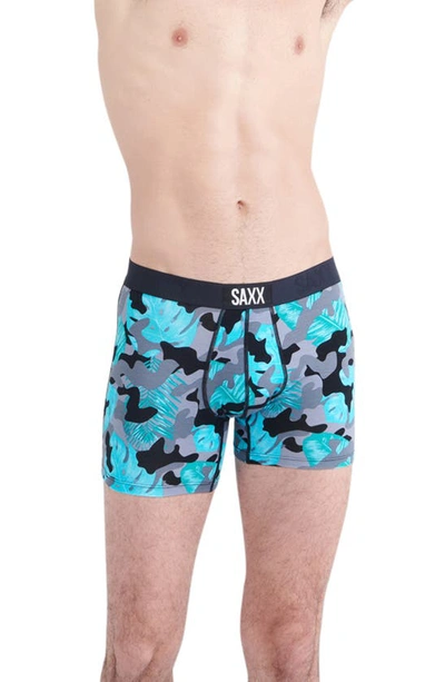 Saxx Vibe Super Soft Slim Fit Boxer Briefs In Island Camo- Black