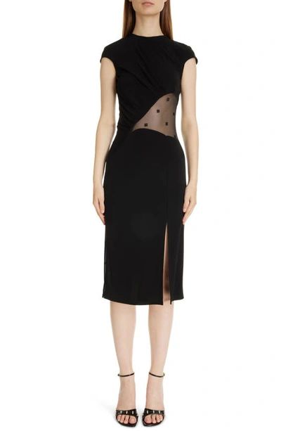 Givenchy 4g Mixed Media Sheath Dress In Black