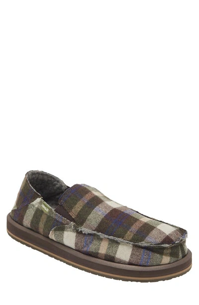 Sanuk Sidewalk Surfer Plaid Slip-on Shoe In Peat