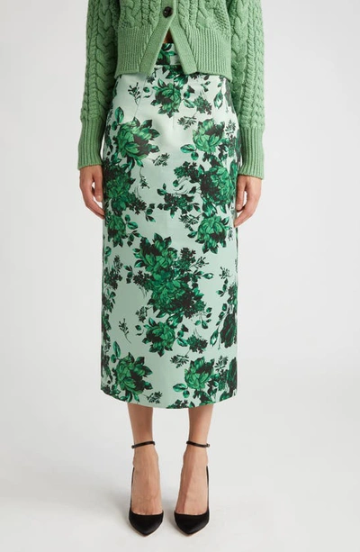 Emilia Wickstead Lorinda Floral-print Taffeta Midi Skirt In Green