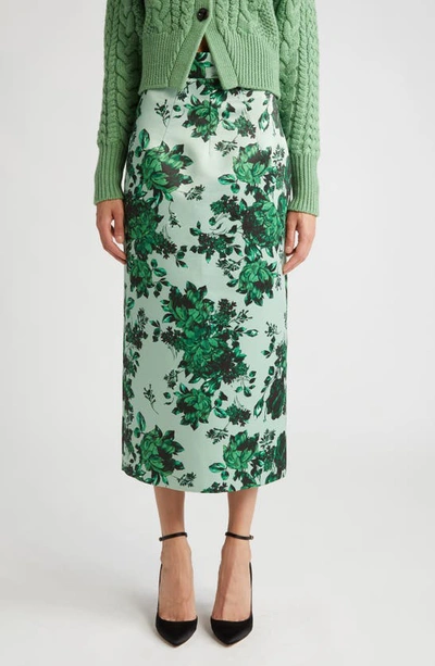 EMILIA WICKSTEAD LORINDA FLORAL TAFFETA FAILLE MIDI SKIRT