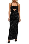 Helsi Lyla Sequin Cutout Gown In Black