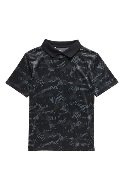 Under Armour Kids' Performance Print Polo In Black / Pitch Grey / Black