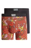 Saxx Ultra Super Soft 2-pack Relaxed Fit Boxer Briefs In Hawaiian Pizza/ Black