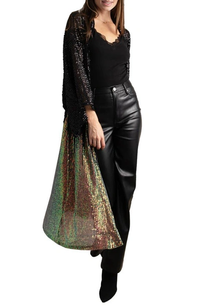 Saachi Multicolor Sequin Longline Topper In Gold
