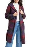 Saachi Gradient Stripe Hooded Longline Cardigan In Purple