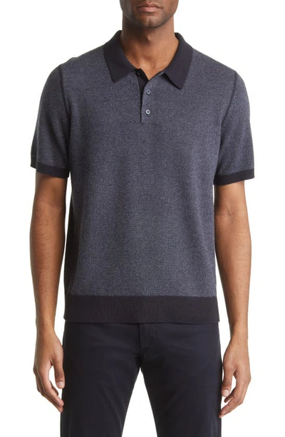 Vince Men's Birdseye Wool-cashmere Polo In Coastal/ Pacific Blue