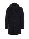 Moorer Mitchel Detachable-hood Coat In Blue