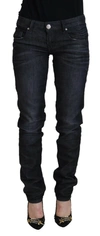 Acht Chic Black Low Waist Straight Jeans In Black