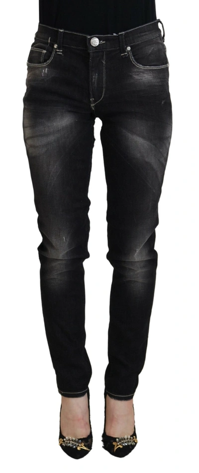 Acht Black Washed Mid Waist Tapered Women Casual Denim Women's Jeans