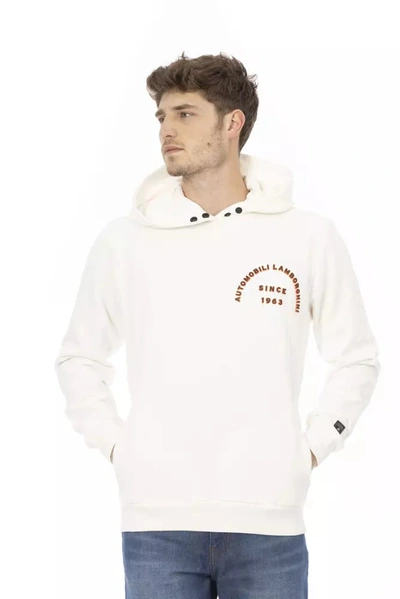 AUTOMOBILI LAMBORGHINI AUTOMOBILI LAMBORGHINI SLEEK WHITE LAMBORGHINI HOODIE WITH LOGO MEN'S SLEEVE