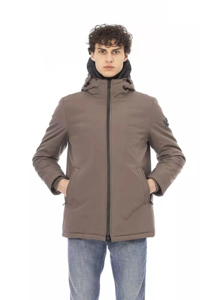 Baldinini Trend Chic Beige Long Jacket With Monogram Men's Detail