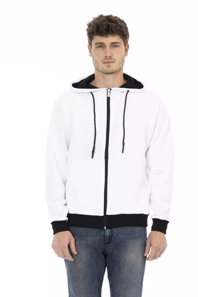 BALDININI TREND BALDININI TREND ELEGANT WHITE COTTON HOODIE WITH ZIP MEN'S CLOSURE