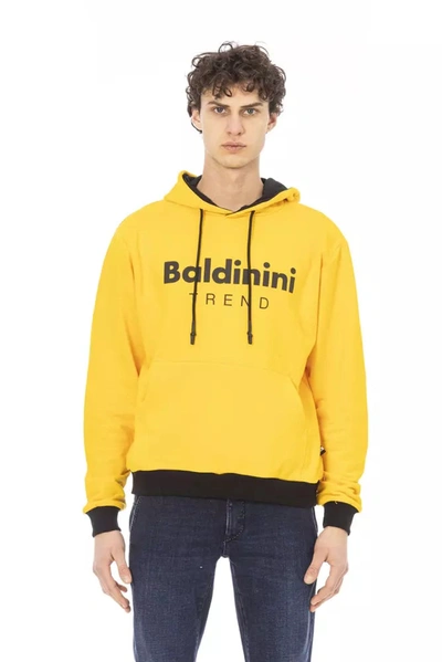 BALDININI TREND BALDININI TREND SUNSHINE YELLOW COTTON HOODIE WITH FRONT MEN'S LOGO