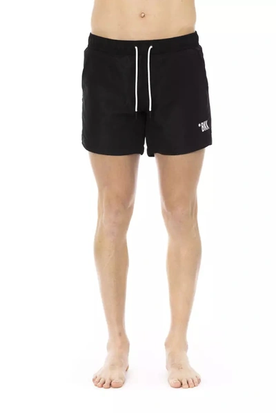 BIKKEMBERGS BIKKEMBERGS CHIC BLACK SWIM SHORTS WITH SIGNATURE MEN'S BAND