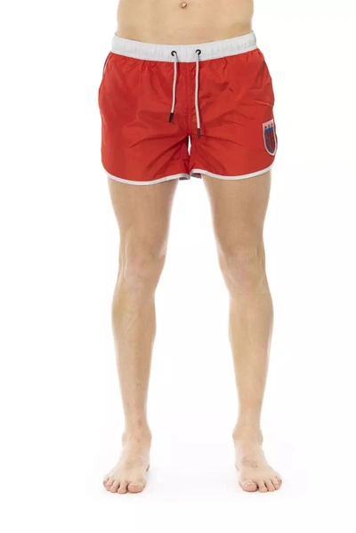 Bikkembergs Vibrant Red Swim Shorts With Front Men's Print