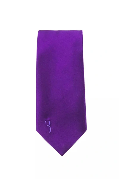 BILLIONAIRE ITALIAN COUTURE BILLIONAIRE ITALIAN COUTURE ELEGANT PURPLE EMBROIDERED SISAL MEN'S TIE